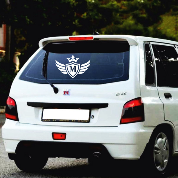 برچسب بدنه خودرو طرح بال و تاج حرف M کد K920