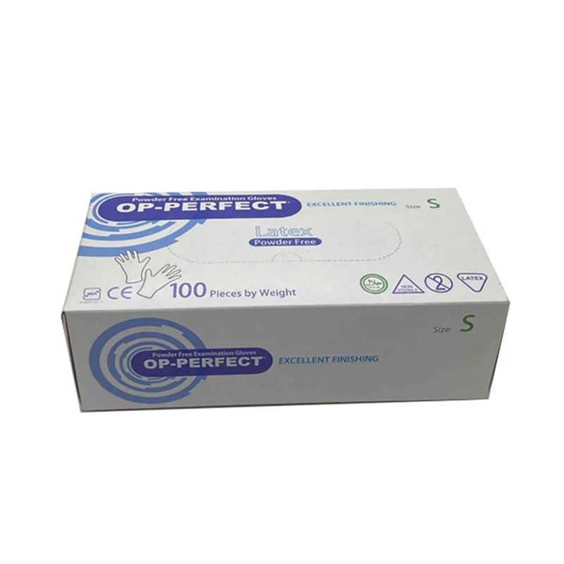 عکس شماره 2 : دستکش یکبار مصرف لاتکس حریر مدل op-perfect سایز اسمال بسته 100 عددی