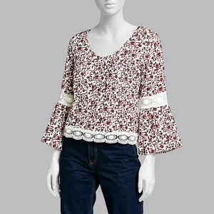 بلوز آستین بلند یقه گرد زنانه مدل 5332