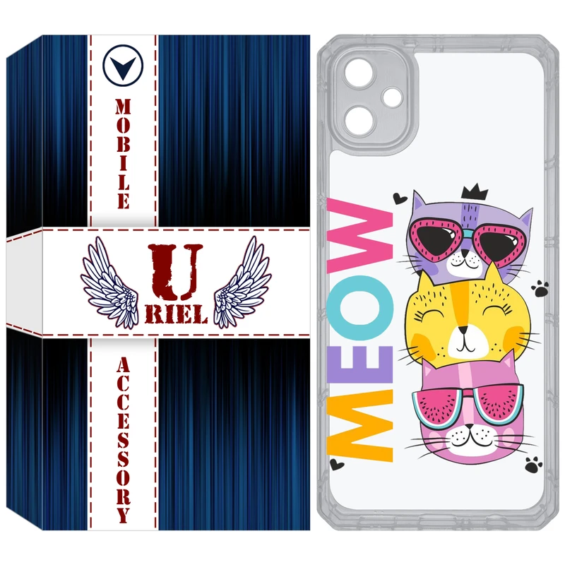 کاور یوریل مدل Clear کد 57 طرح گربه مناسب برای گوشی موبایل سامسونگ Galaxy A05