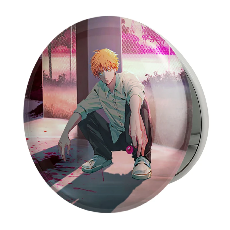 آینه جیبی خندالو طرح دنجی انیمه مرد اره ای Chainsaw Man مدل تاشو کد 17938 