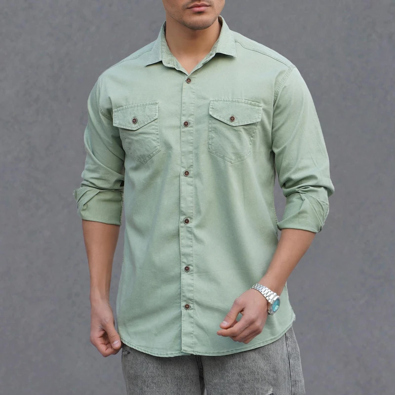 پیراهن آستین بلند مردانه مدل کتان کد 1156-041