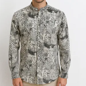 پیراهن آستین بلند یقه برگردان مردانه مدل کنفی