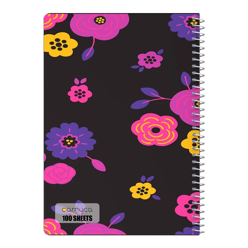 دفتر مشق 100 برگ سیمی کارنیکا طرح پترن گل دار Floral Pattern کد 97086
