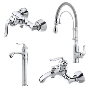 ست شیرآلات نایریکا مدل هلن فنری کد B-03 مجموعه 4 عددی