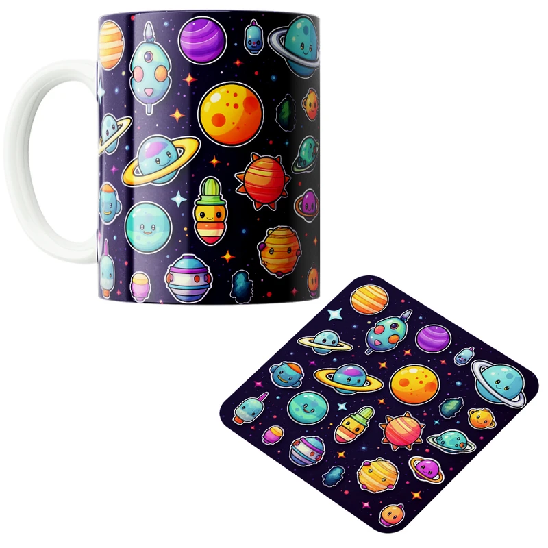 ماگ پاد آفرین مدل فضانورد سیاره منظومه شمسی موشک آدم فضایی کد PZ212 به همراه زیرلیوانی