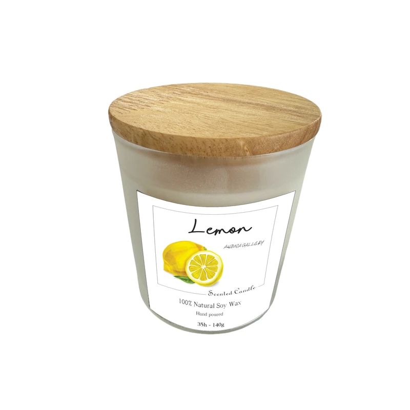 شمع معطر مدل گیاهی لیوان سفید رایحه لیمو