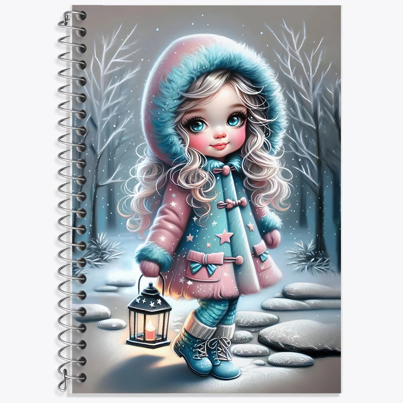 دفتر زبان 50 برگ خندالو مدل سه خط طرح دخترانه کیوت کد F7555