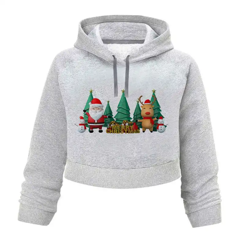 هودی کراپ زنانه مدل کریسمس کد K456 T