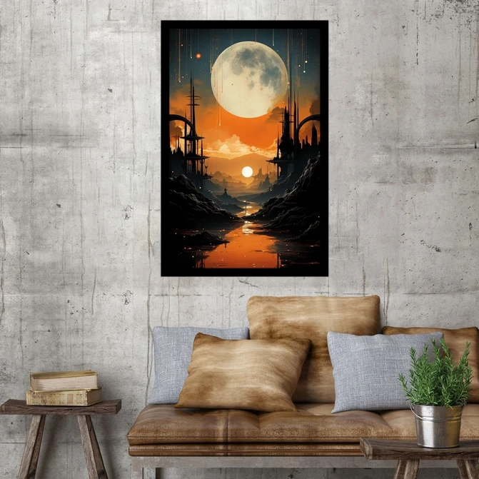 تابلو نوری بکلیت طرح نقاشی غروب خورشید مدل B-MID-17686