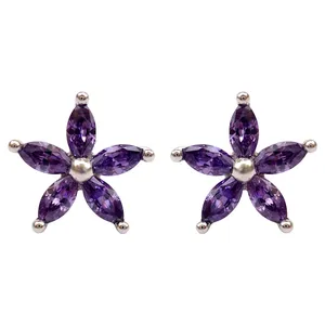 گوشواره نقره آی جواهر طرح فلاور کد 77176SGU