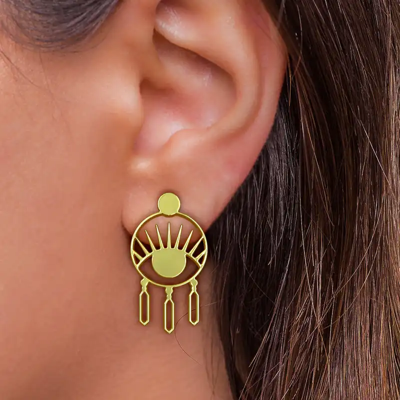 گوشواره طلا 18 عیار زنانه مدوپد مدل چشم کد GA1-15025