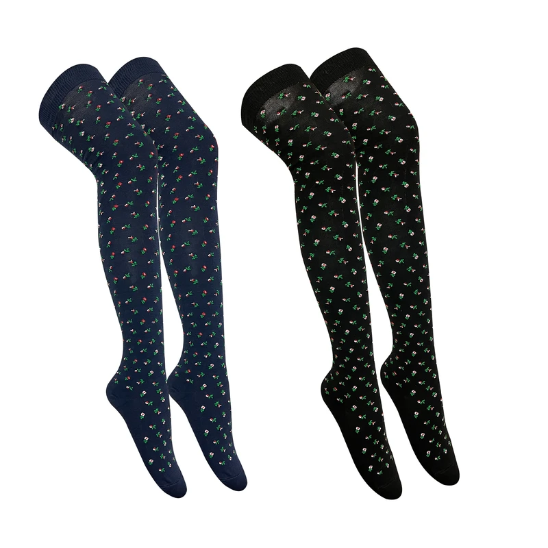 جوراب زنانه تن پوش هنگامه مدل بالا زانو گل رز  بسته 2 عددی