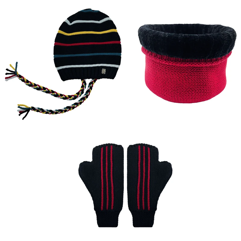 ست کلاه و شال گردن و ساق دست بافتنی بچگانه مدل 165024