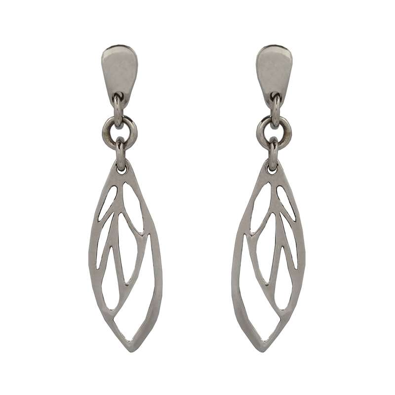 گوشواره نقره زنانه مدل برگ با زنجیر