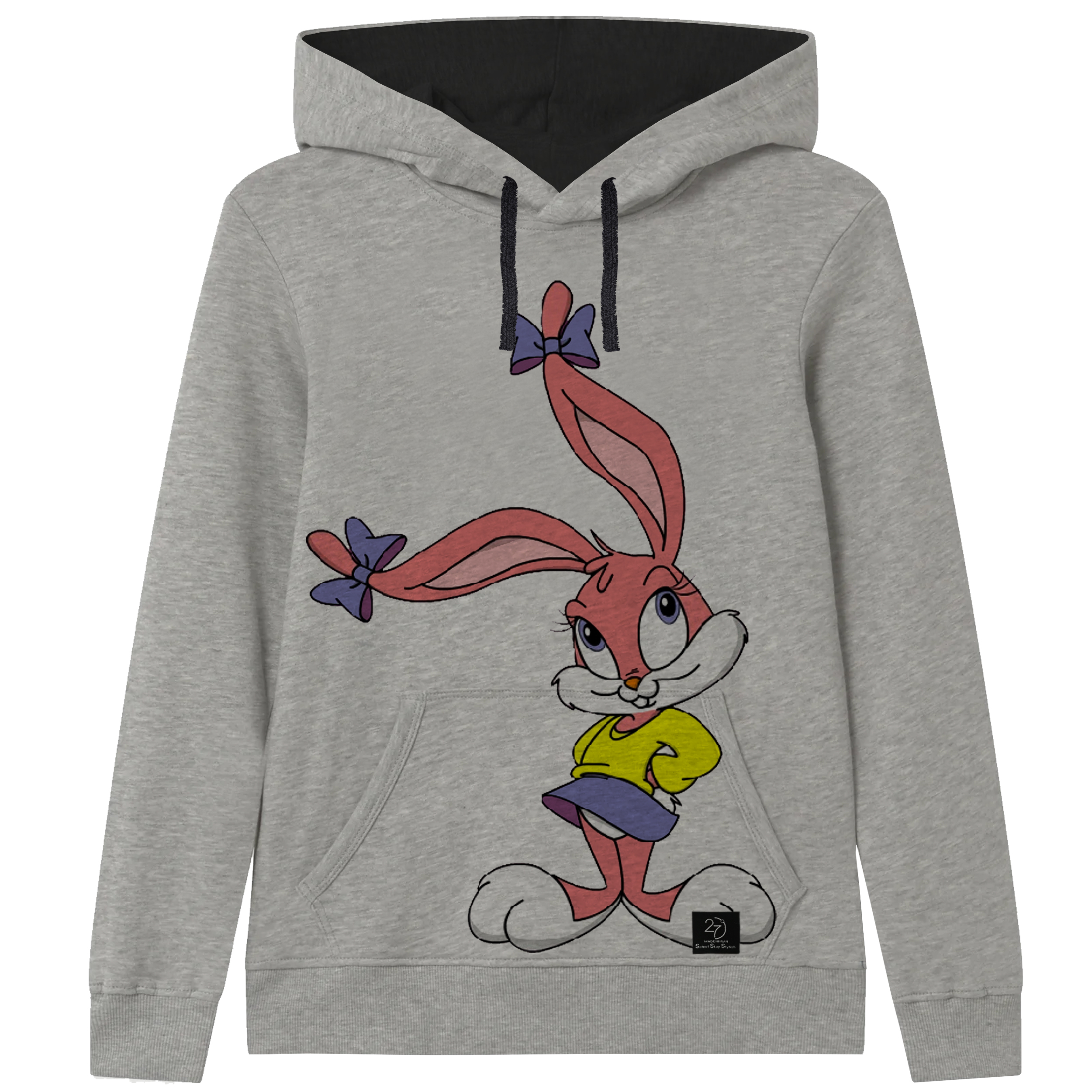 هودی دخترانه 27 مدل خرگوش کد J35 رنگ طوسی