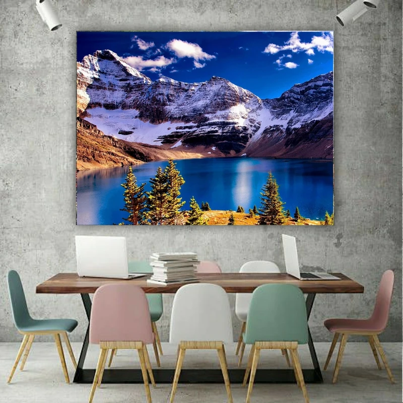 تابلو بوم طرح مخمل کوهستان برفی کد AR303734