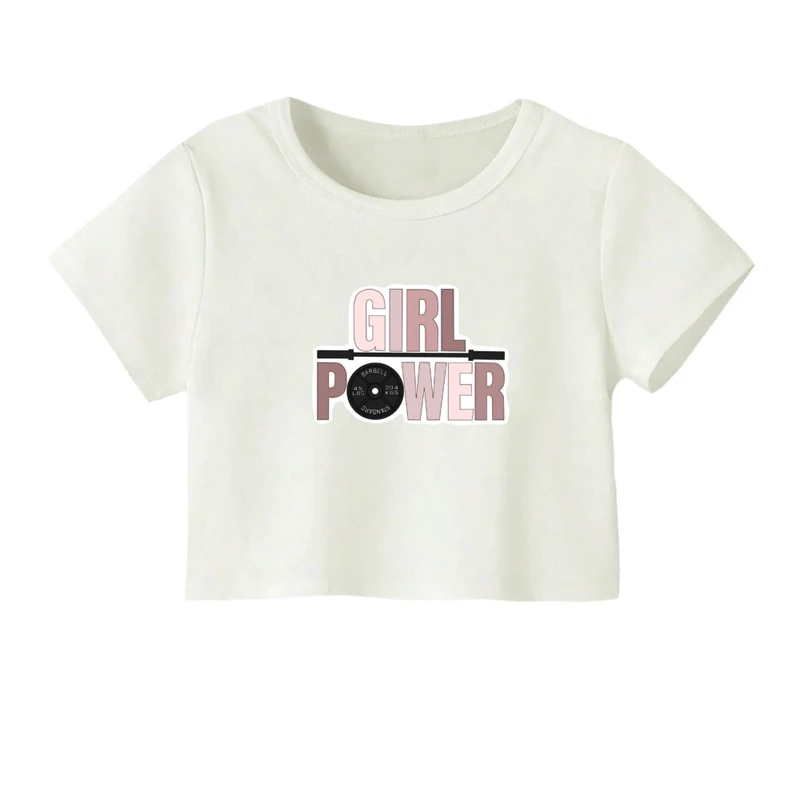 کراپ‌ تی‌شرت آستین کوتاه زنانه مدل گرل پاور