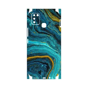 MAHOOT Turquoise marblewith golden streaks-FullSkin Cover Sticker for Infinix Smart 6 X657B