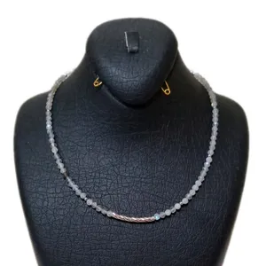 گردنبند دست ساز زنانه مدل لابرادوریت حدید