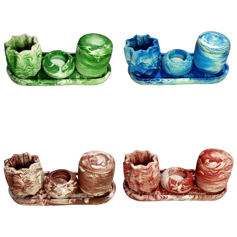 ست 4 تکه گلدان و جاشمعی بتنی کد 5