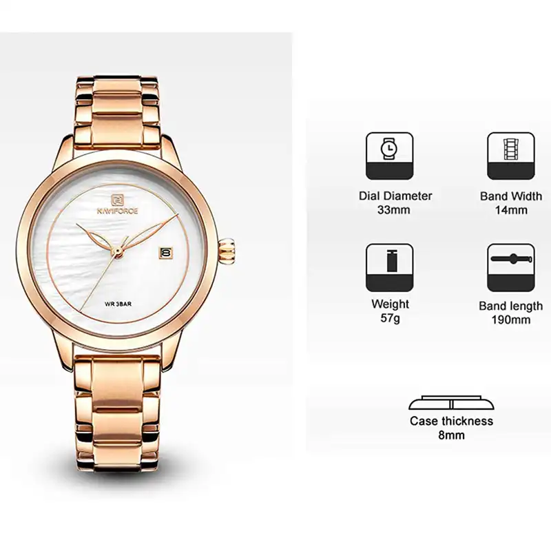 ساعت مچی عقربه ای زنانه نیوی فورس مدل NF5008L - RZ-SE