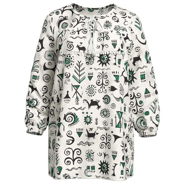 مانتو جلو بسته زنانه مدل یقه منگوله مصری کد Oa0177-1