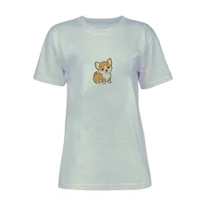 تی شرت آستین کوتاه زنانه مدل سگ کد L203 رنگ طوسی