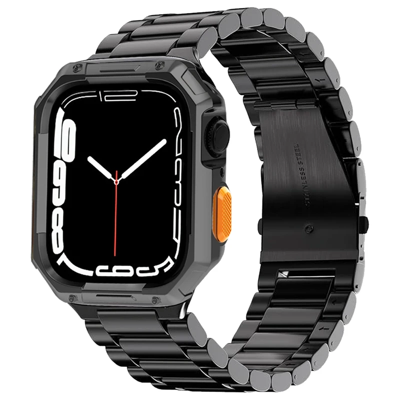 بند ساعت آکوآرا مدل Hexa 3Bead مناسب برای اپل واچ 41 میلیمتری سری 9 به همراه کاور