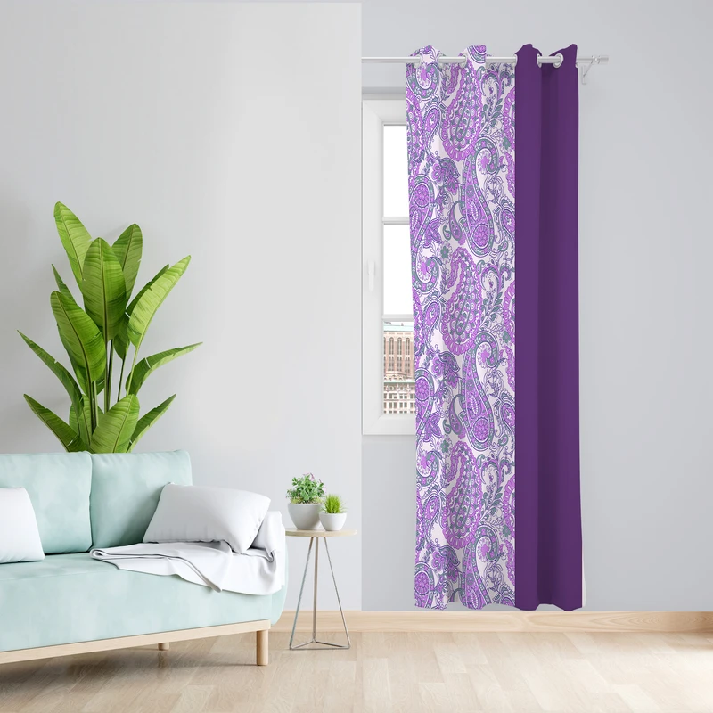 پرده طرح بته جقه مدل مخمل پانچی کد 4308 z سایز 140x200 سانتی متر