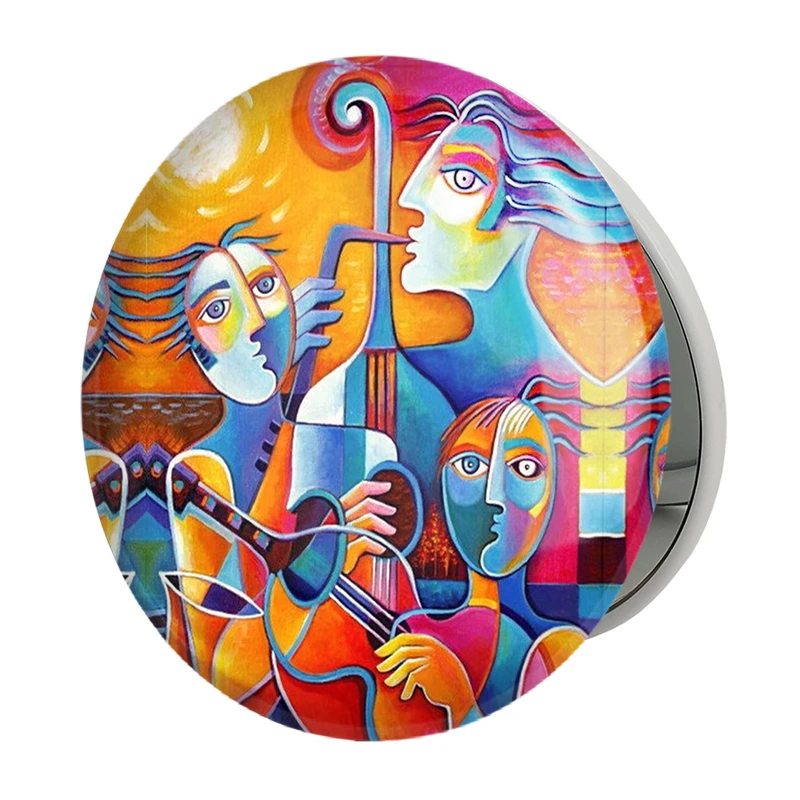 آینه جیبی خندالو طرح نقاشی انتزاعی مدل تاشو کد 5321 