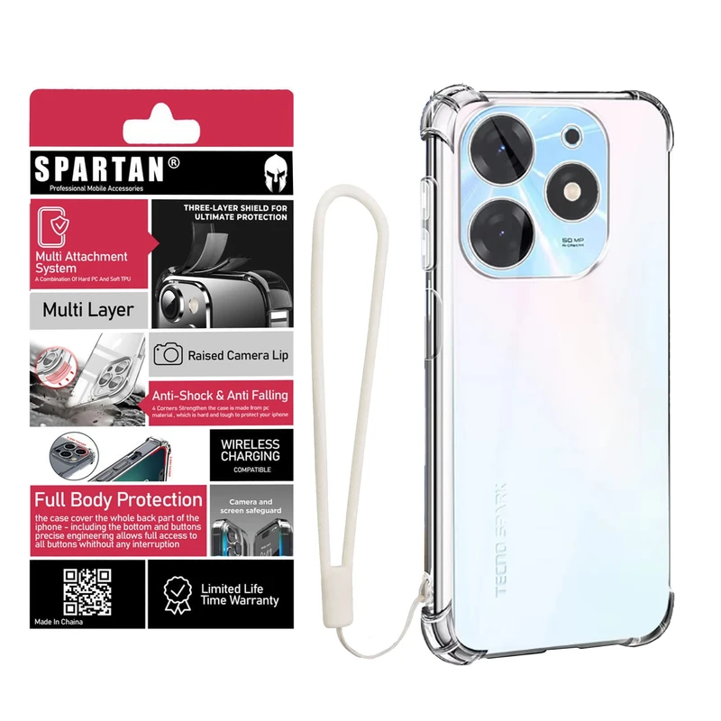 کاور اسپارتان مدل Airbag Strap مناسب برای گوشی موبایل تکنو Spark 10 Pro به همراه بندآویز