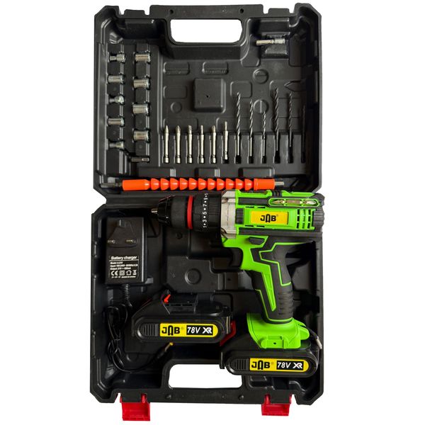 پیچ گوشتی شارژی 88 ولت سه نظام جاب مدل JB-88 POWER X مجموعه 40 عددی