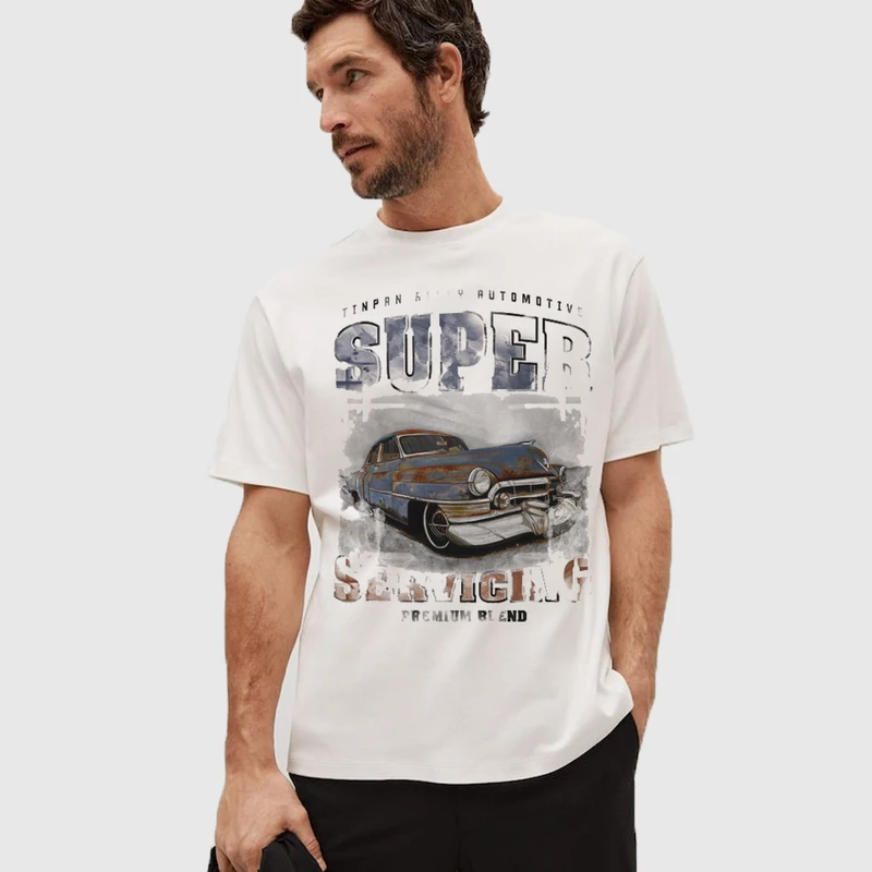 تی شرت آستین کوتاه مردانه مدل استایل کلاسیک اولد ماشین