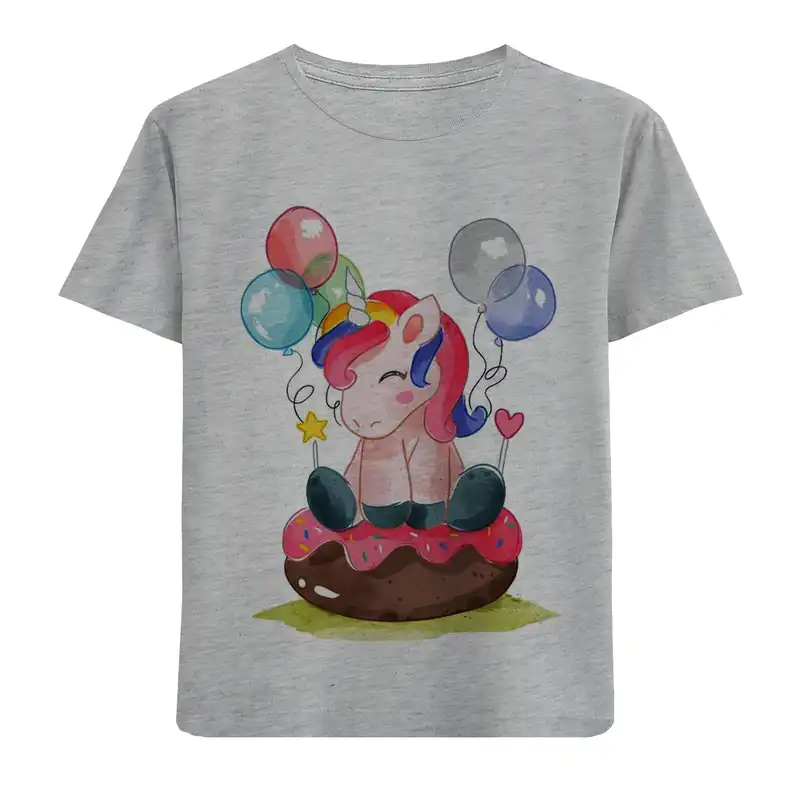 تی شرت آستین کوتاه بچگانه مدل تک شاخ و بادکنک ها F758