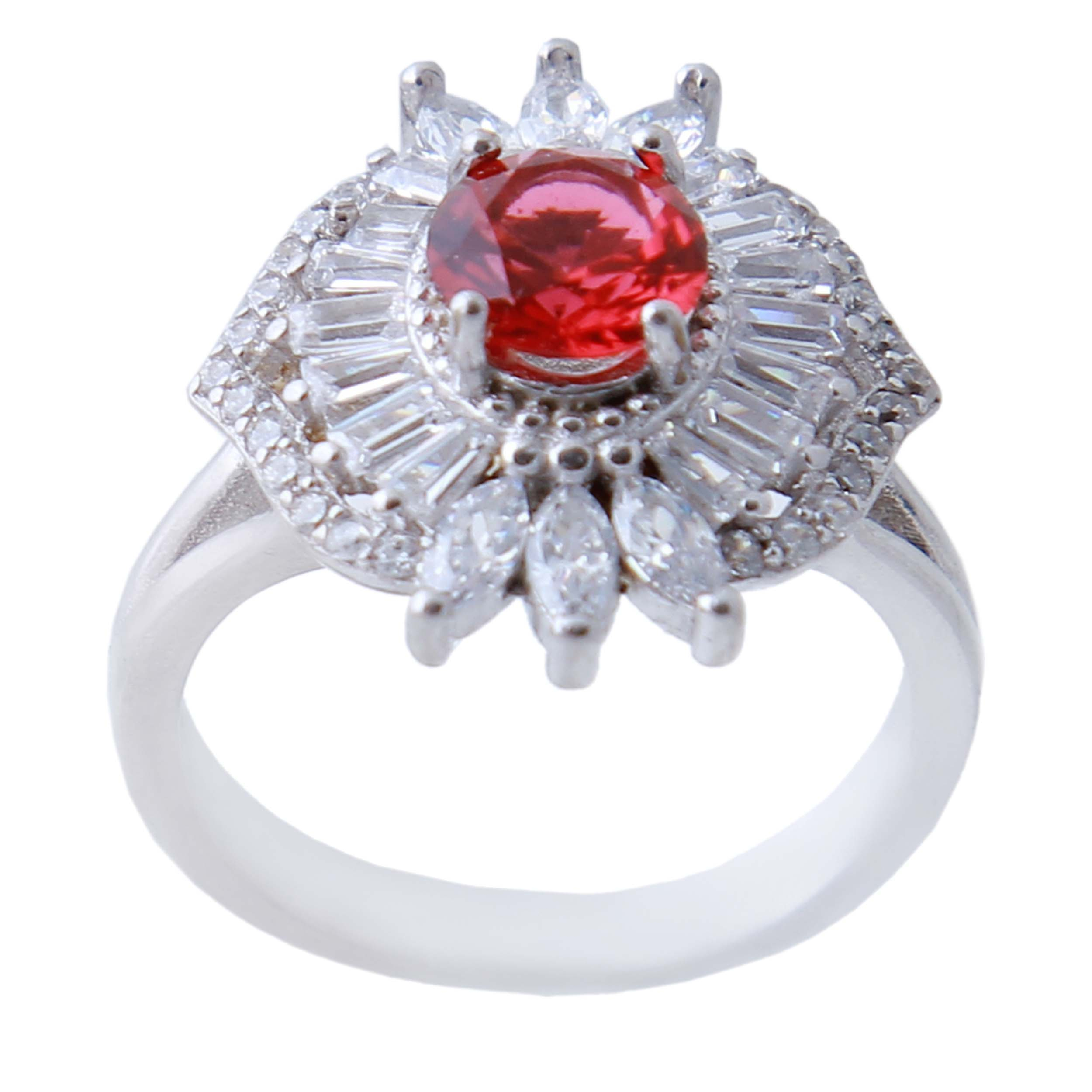 انگشتر نقره زنانه بازرگانی میلادی مدل یاقوت کد AWR_705