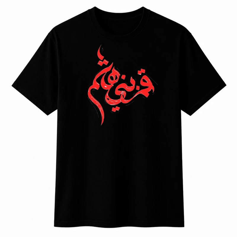 تی‌شرت آستین کوتاه یقه گرد مردانه مدل A07 طرح یا قمر بنی هاشم
