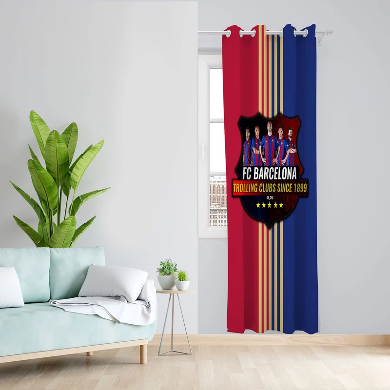  پرده مدل اتاق کودک مخمل پانچی طرح بارسلونا کد 4223 سایز 140x280 سانتی متر