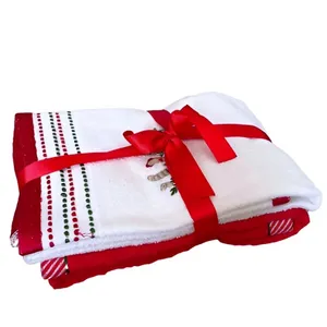 حوله دستی مادام کوکو مدل Audric XMAS سایز 50x70 سانتی متر مجموعه دو عددی