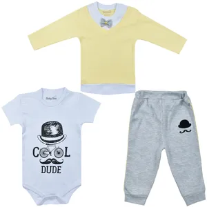 ست 3 تکه لباس نوزادی بی بی وان مدل جنتلمن