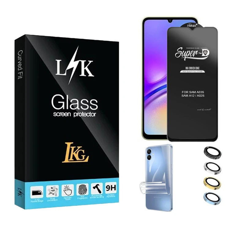  محافظ صفحه نمایش ال کا جی مدل Super D  مناسب برای گوشی موبایل سامسونگ Galaxy A06 4G به همراه محافظ پشت گوشی و محافظ لنز