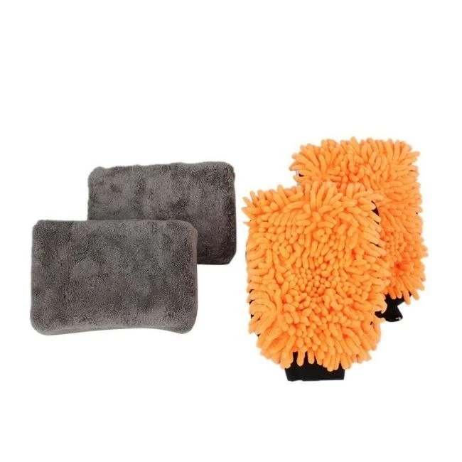 اسفنج و دستکش میکروفایبر مدل Mitt Sponge مجموعه 4 عددی