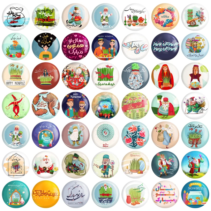 مگنت خندالو مدل تبریک عید نوروز و سال نو کد 87 بسته 49 عددی