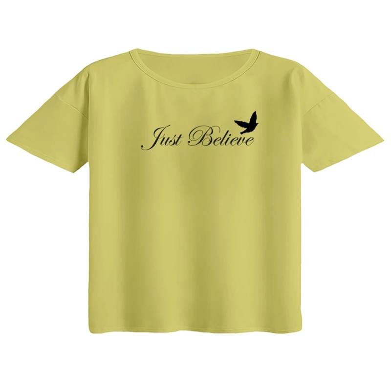 کراپ تی‌شرت آستین کوتاه زنانه مدل باور کد ۱