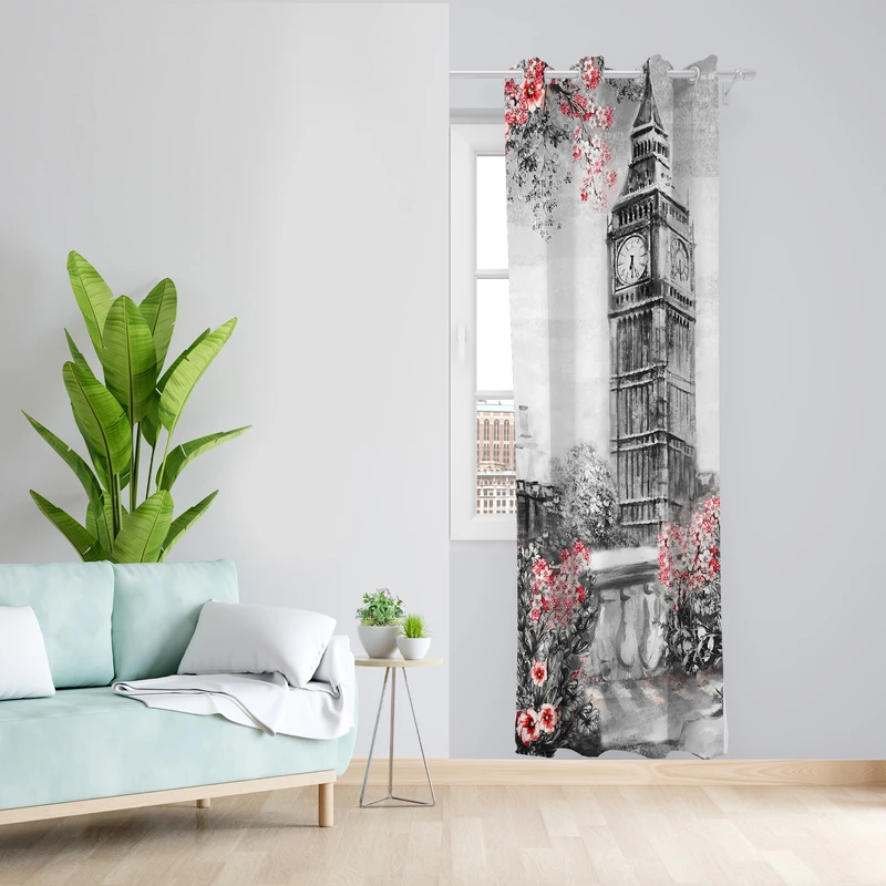 پرده طرح لندن مدل مخمل پانچی کد L 1007L L Z سایز 140x200 سانتی متر