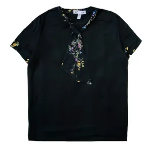 بلوز آستین کوتاه زنانه مدل یقه کرواتی کد 1