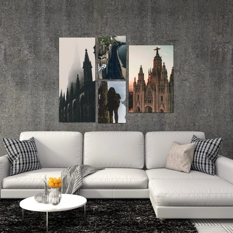 تابلو شاسی بکلیت طرح منظره شهری مدل SH-454 مجموعه 4 عددی