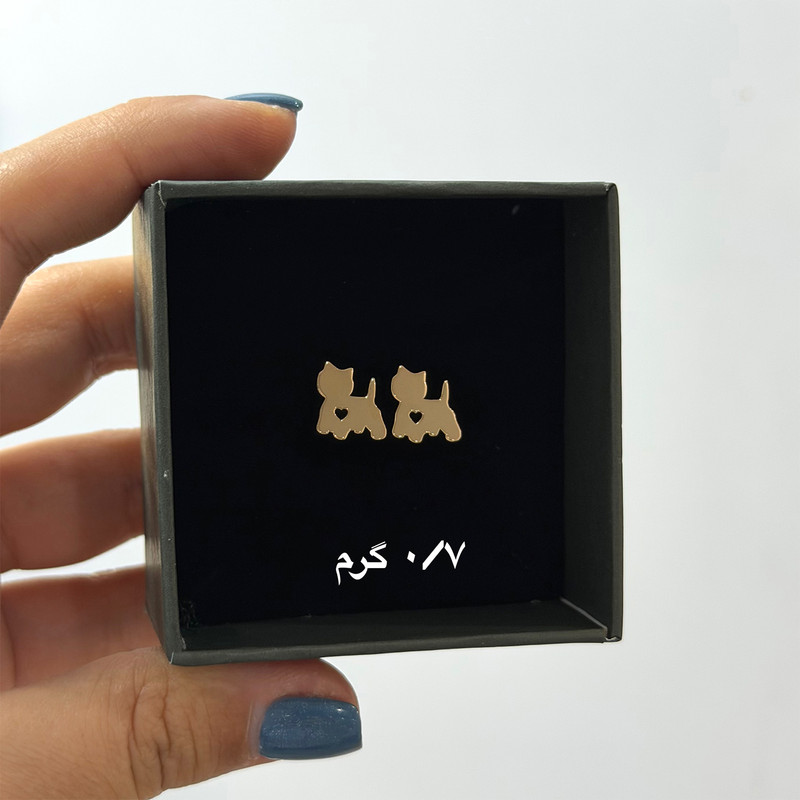 گوشواره طلا 18 عیار زنانه فرشته مدل گربه WEL-000394 - 3