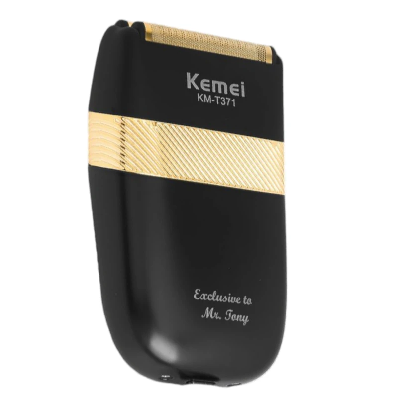 ماشین اصلاح موی صورت شارژی کیمی مدل KM-T371 با تیغه استیل ضد زنگ، قابلیت اصلاح با شماره صفر، نمایشگر شارژ، مقاوم در برابر آب، سیستم جلوگیری از گیرکردن مو، طراحی ارگونومیک و باتری 600 میلی‌آمپر ساعت