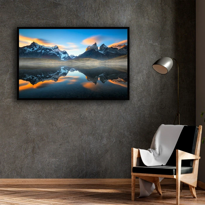 تابلو نوری بکلیت طرح منظره کوه و دریاچه مدل B-D1686